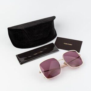 Tom Ford RAPHAELA Women Sunglasses Rose Gold Violet Square FT1006 32Y BRAND NEW